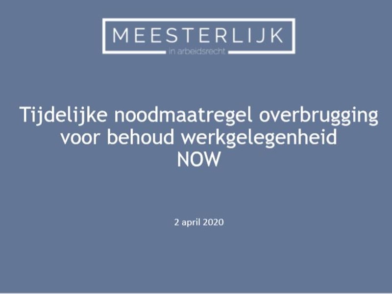 Uitwerking Tijdelijke noodmaatregel overbrugging voor behoud van werkgelegenheid (NOW)