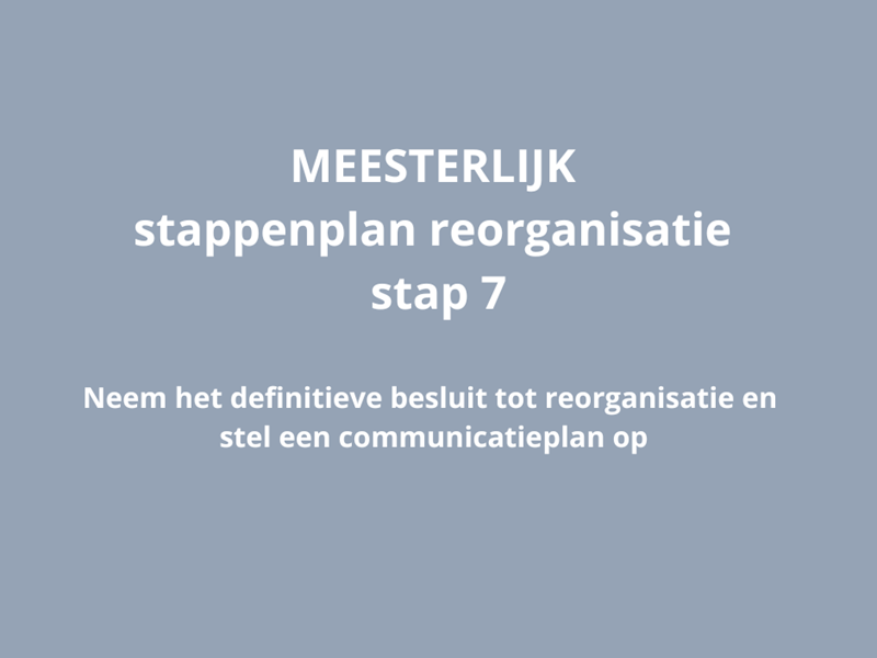 MEESTERLIJK stappenplan reorganisatie - stap 7
