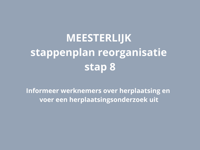 MEESTERLIJK stappenplan reorganisatie - stap 8